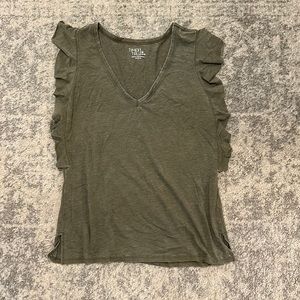 Soft Army Green Ruffle Sleeve Top